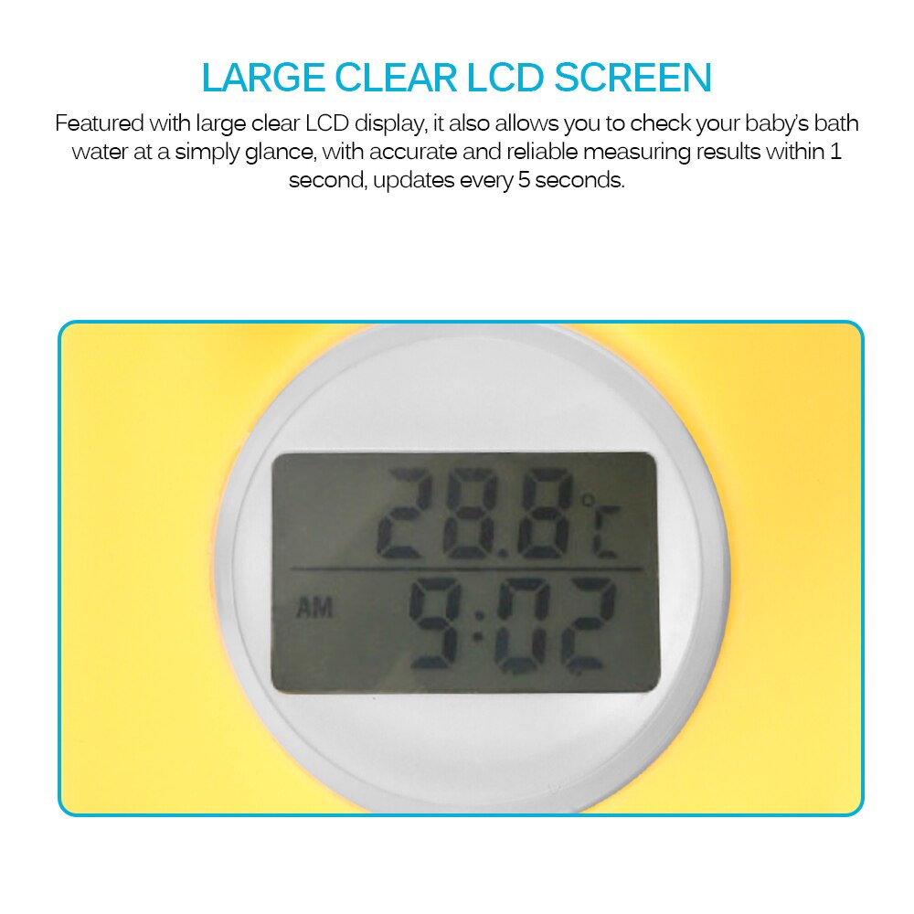 Bathroom Water Thermometer Bath Waterproof Digital Thermometer Floating Duck Infant Sensor LED Warning Bathtub Alarm Chronograph