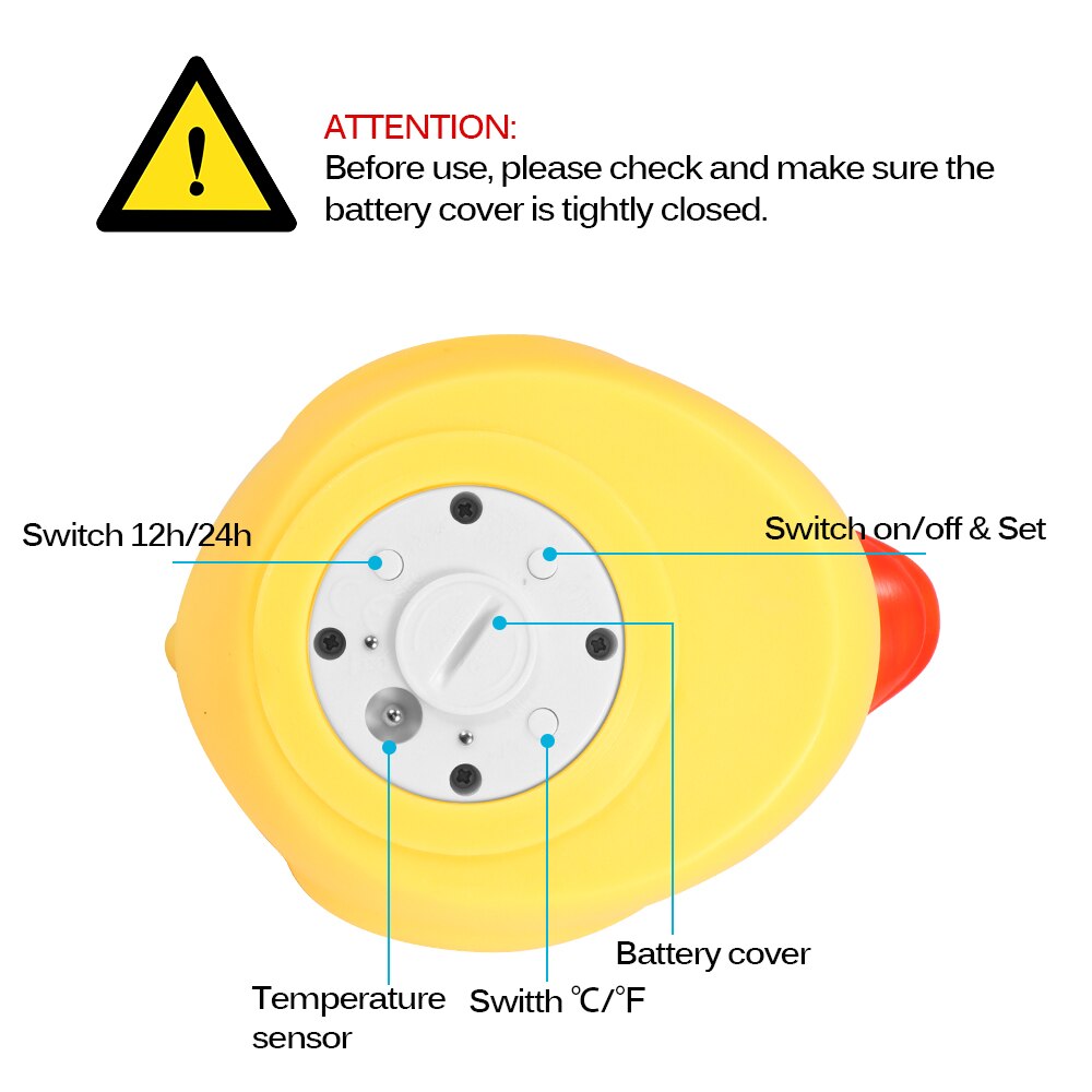 Bathroom Water Thermometer Bath Waterproof Digital Thermometer Floating Duck Infant Sensor LED Warning Bathtub Alarm Chronograph Bathroom Water Thermometer Bath Waterproof Digital Thermometer Floating Duck Infant Sensor LED Warning Bathtub Alarm Chronograph