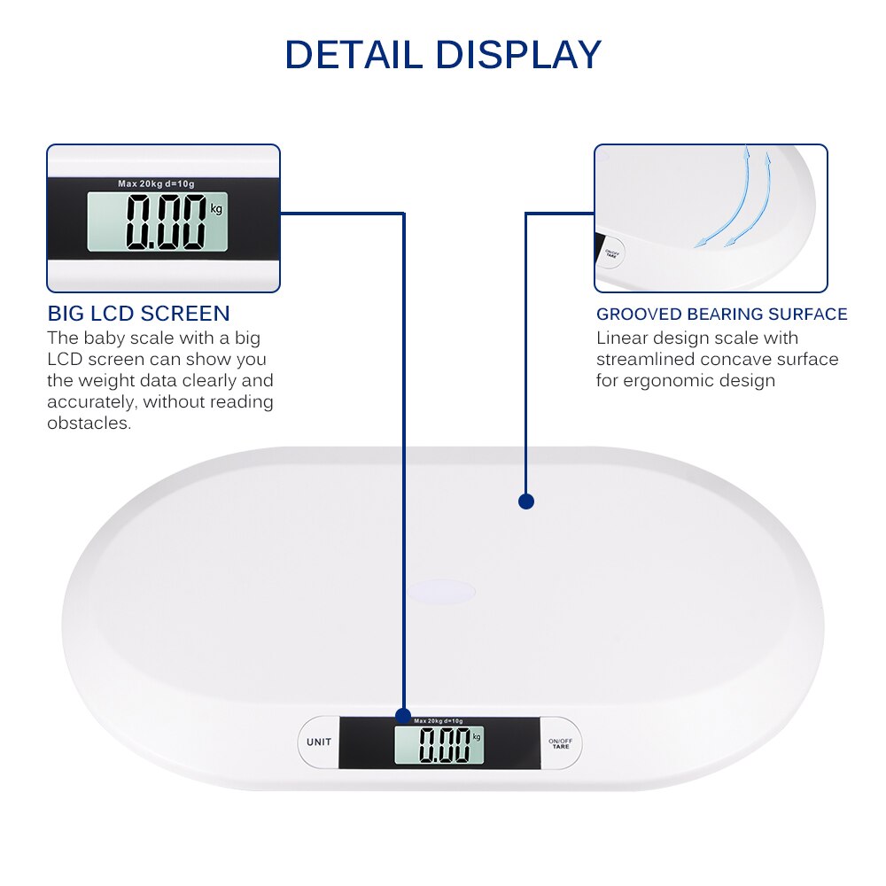 20kg Max Electronic Baby Scale Weight Measure LCD Screen Digital Scales For Newborn Infant Accurate Pets Infant Baby Measure