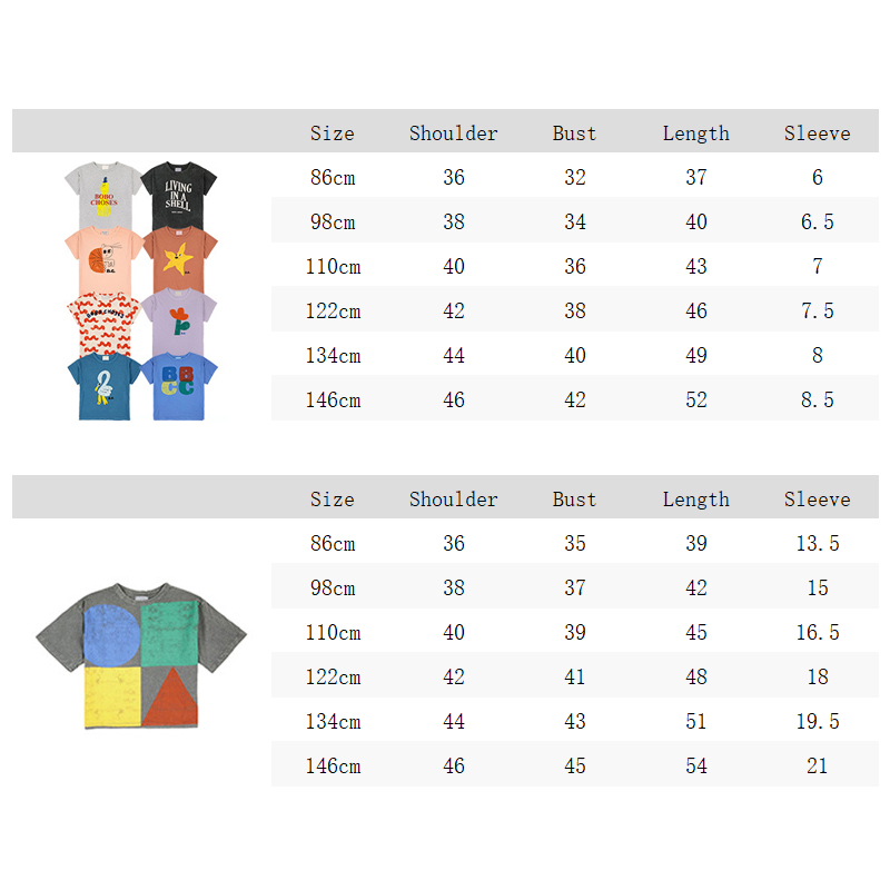 Bobo Childrens T-shirt 2023 Spring Summer New Ins-style Baby Boys and Girls Casual Cartoon Short Sleeve Top 1-11Y