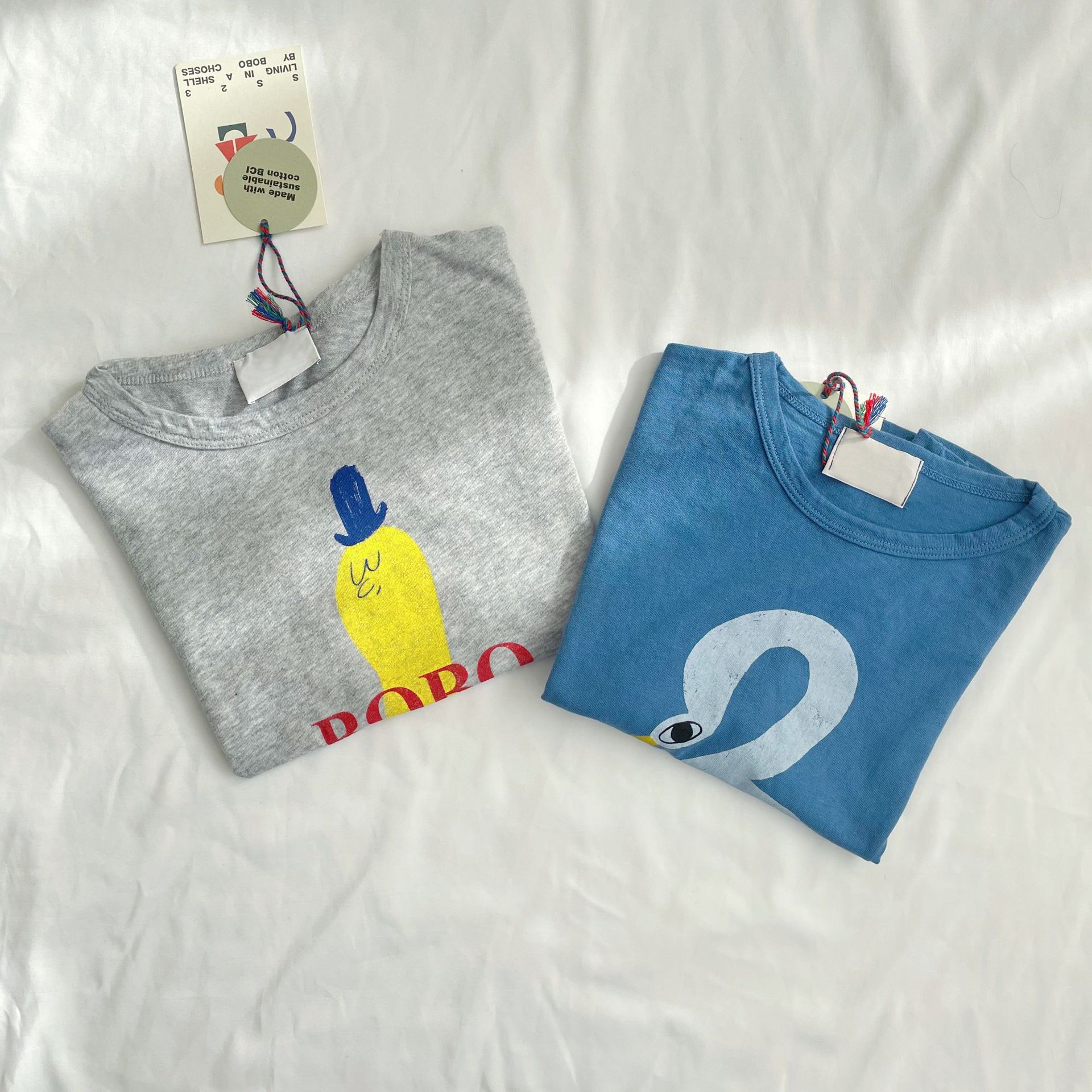 Bobo Childrens T-shirt 2023 Spring Summer New Ins-style Baby Boys and Girls Casual Cartoon Short Sleeve Top 1-11Y