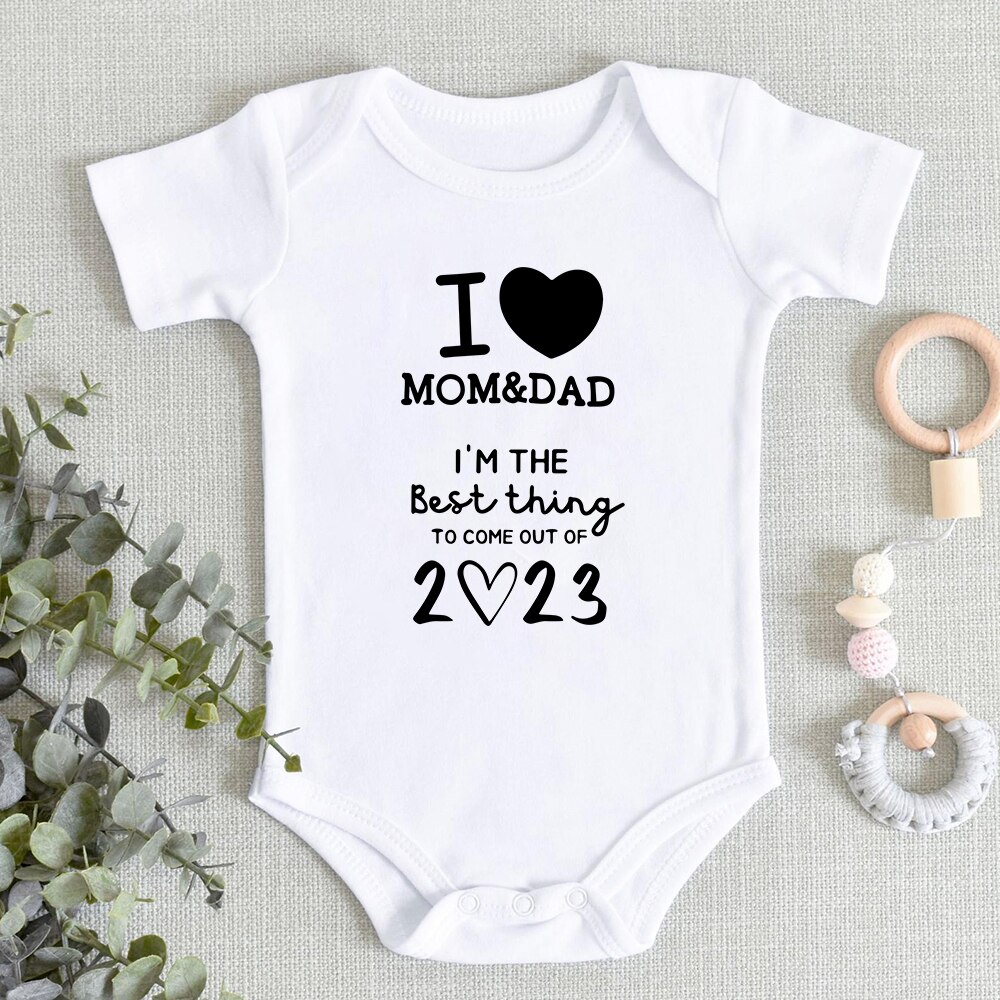 I LOVE MOM & DAD Newborn Baby Bodysuits 2023 Best Thing Infant Onesies Clothes Fashion Aesthetic Summer Ropa De Bebe Ni&ntilde;a Chico