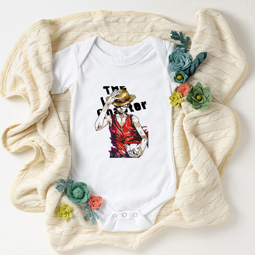 Cute Luffy Baby Boy Clothes Bodysuit Fashion Summer Harajuku Kawaii Newborn Outfits Comics Anime One Piece Style Infant Onesies