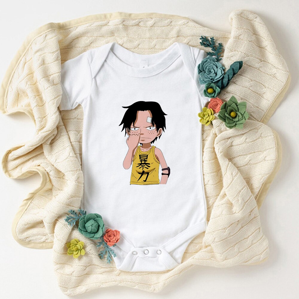 Cute Luffy Baby Boy Clothes Bodysuit Fashion Summer Harajuku Kawaii Newborn Outfits Comics Anime One Piece Style Infant Onesies