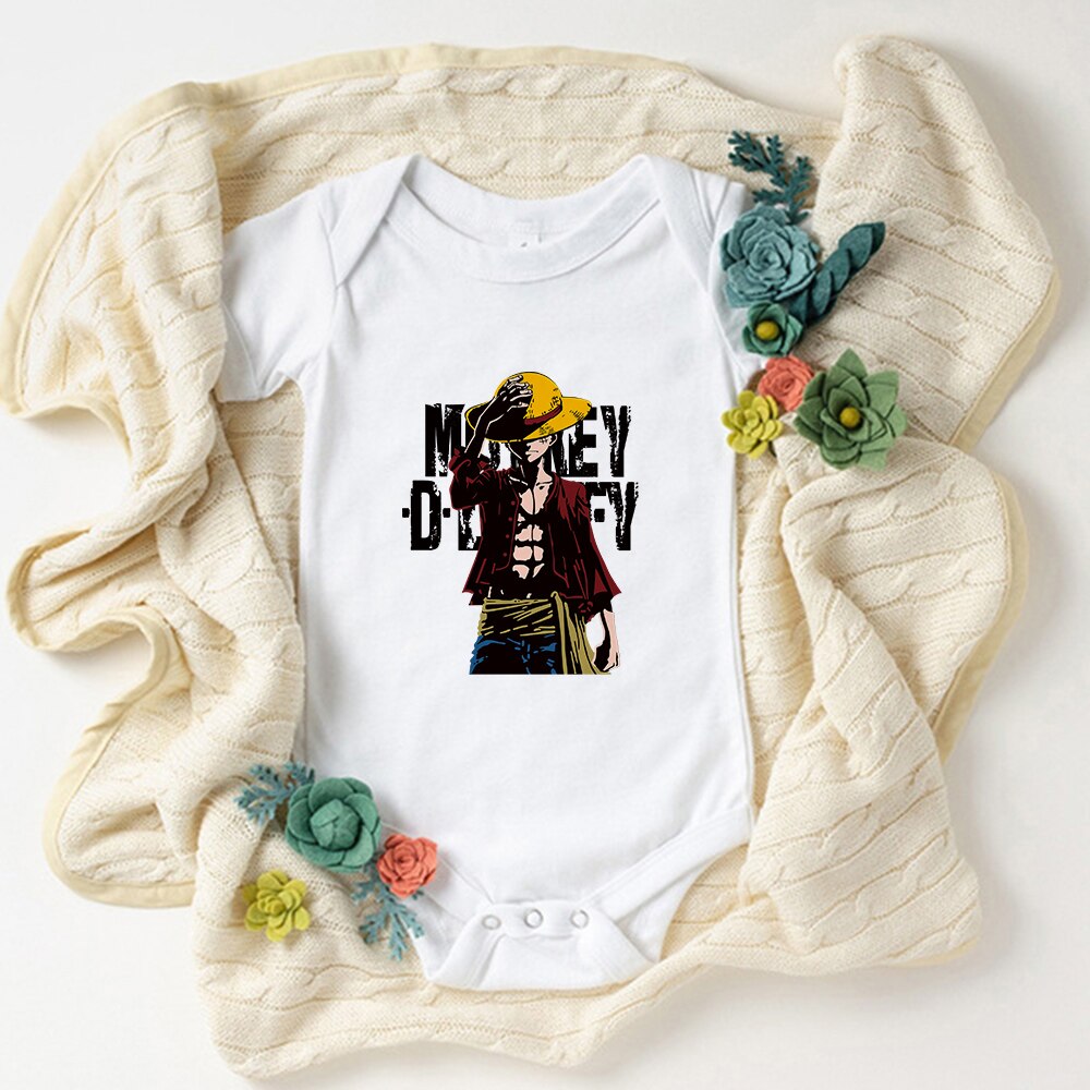 Cute Luffy Baby Boy Clothes Bodysuit Fashion Summer Harajuku Kawaii Newborn Outfits Comics Anime One Piece Style Infant Onesies
