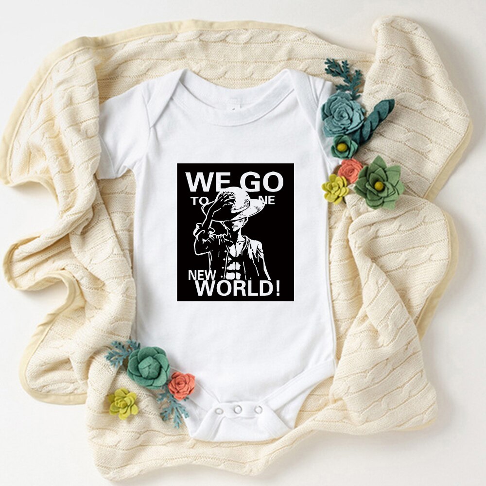 Cute Luffy Baby Boy Clothes Bodysuit Fashion Summer Harajuku Kawaii Newborn Outfits Comics Anime One Piece Style Infant Onesies