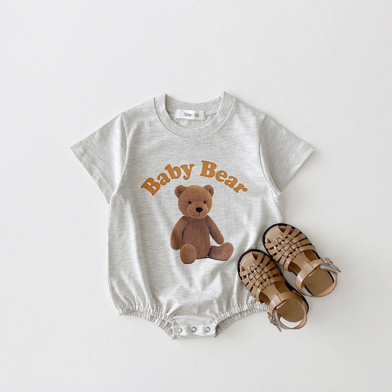 2023 Korean Summer Baby Boy Romper Outfit Organic Cotton Bear Print T shirts Romper 3month Infant Clothing Baby Girl Bodysuit