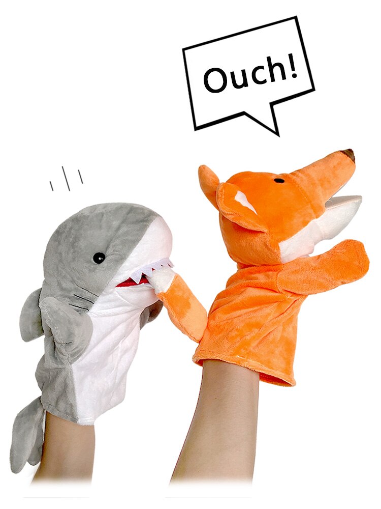 Animal Hand Finger Puppet Plushed Doll Educational Baby Toys Fox Bear Shark Simulator Soft Stuffed Toys Anime Doll Game For Girl