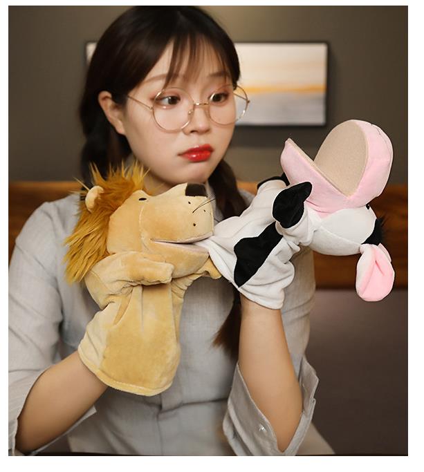 Animal Hand Finger Story Puppet Kawaii Plush Doll Educational Baby Toy Lion Elephant Bunny Monkey Giraffe Soft Toys Stuffed Doll