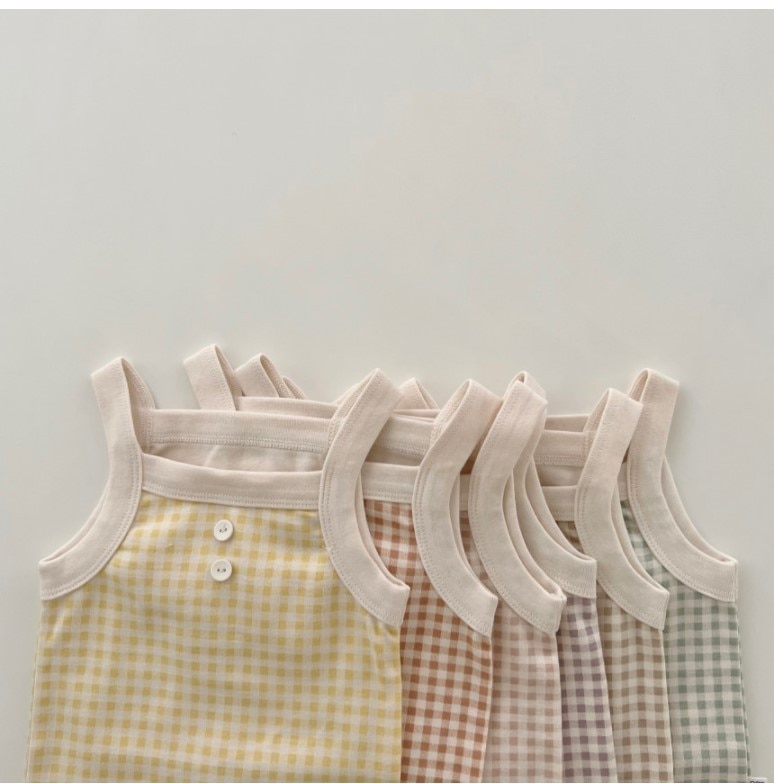 New Summer Baby Girl Bodysuit Square Collar Sleeveless Multicolour Plaid Thin Cotton Jumpsuit Newborn Clothes E22276 New Summer Baby Girl Bodysuit Square Collar Sleeveless Multicolour Plaid Thin Cotton Jumpsuit Newborn Clothes E22276