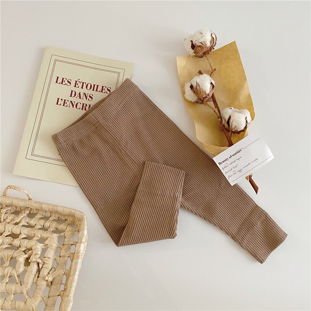 Facejoyous Autumn Baby Girl Legging Cotton Baby Boys Ribbed Leggings Striped Kids Pants Children Casual Trousers