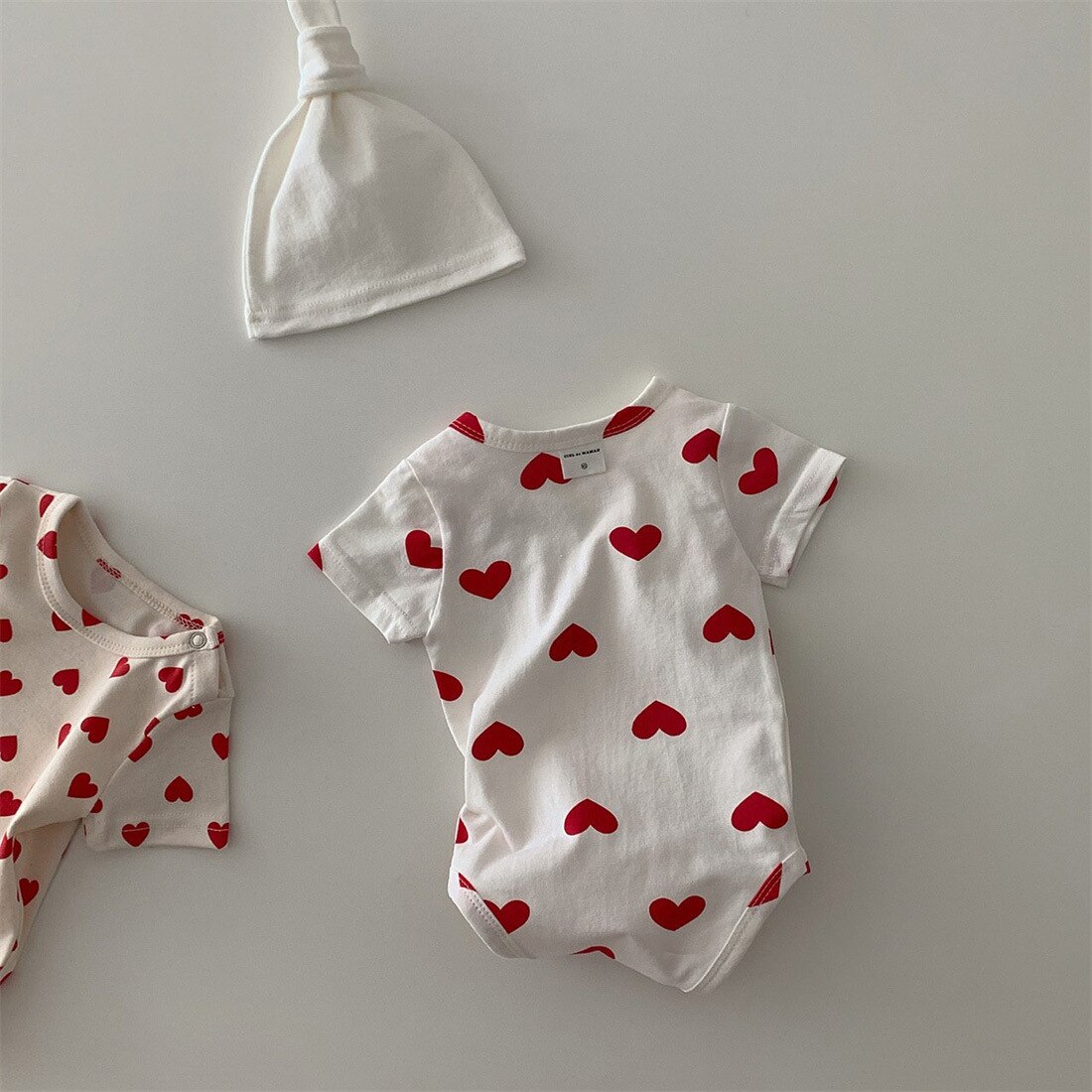 Infant Summer Thin Loose Comfortable Breathable Jumpsuit Baby Girl Cute Love Pattern Cotton Bodysuit One Piece Boy Outfits