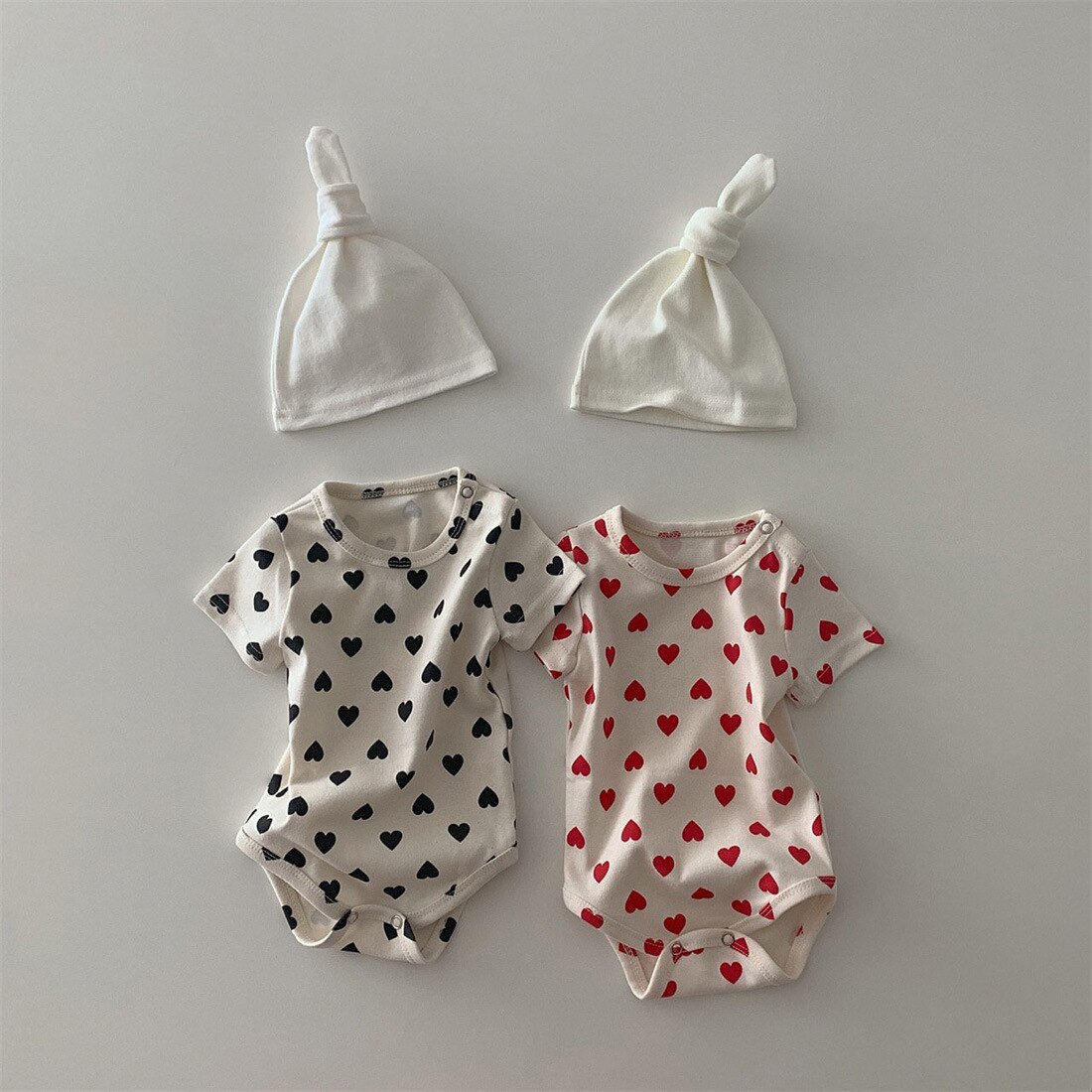 Infant Summer Thin Loose Comfortable Breathable Jumpsuit Baby Girl Cute Love Pattern Cotton Bodysuit One Piece Boy Outfits