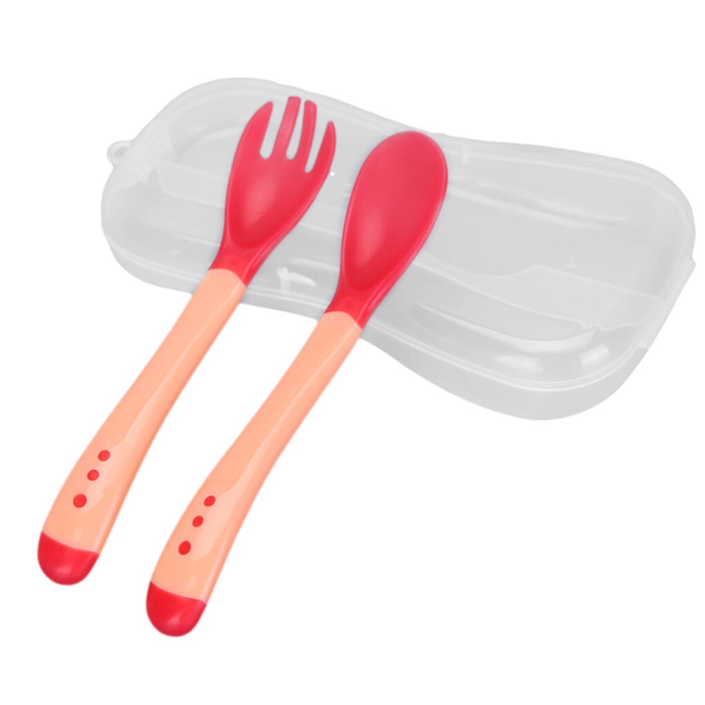 Hot Sale 3pcs/set Small Toddlers Utensils Plastic Baby Spoons Infant Feeding Tool Heat Sensitive Kids Tableware