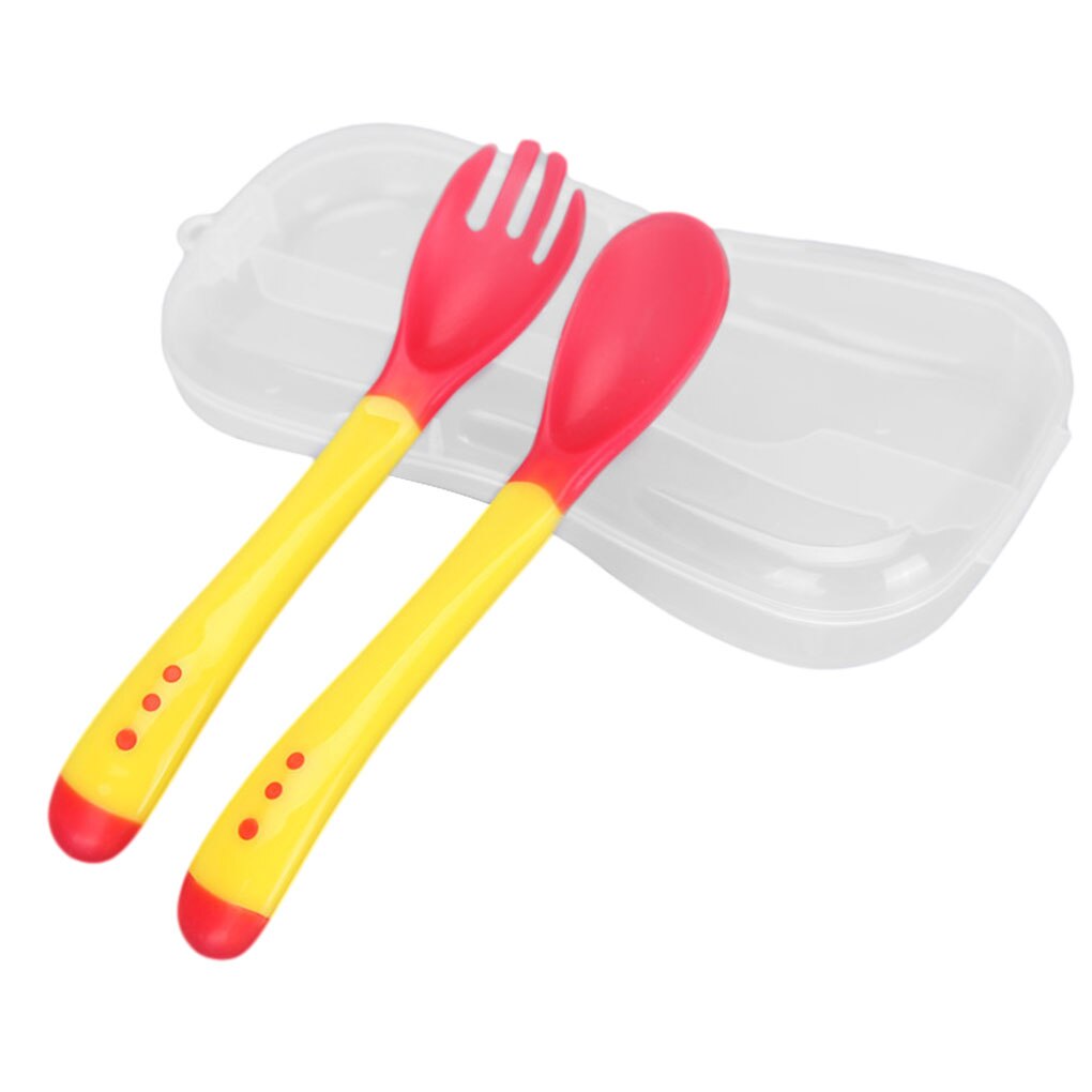 Hot Sale 3pcs/set Small Toddlers Utensils Plastic Baby Spoons Infant Feeding Tool Heat Sensitive Kids Tableware