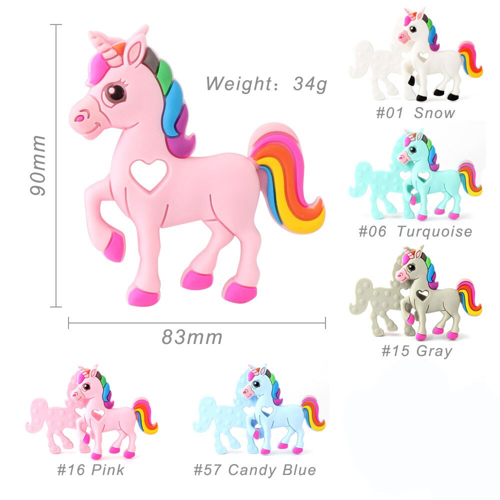 1pc Animals Silicone Baby Teether Cartoon Panda Fox Unicorn Food Grade Tiny Rod Rodent Baby Chew Molar Nursing Teething Teethers