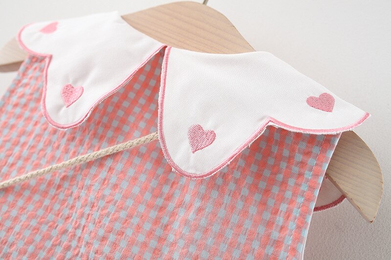 2022 yaz yenidoğan elbise moda baskı bebek yaka sevimli prenses plaj &ccedil;i&ccedil;ekler elbiseler + &ccedil;anta k&uuml;&ccedil;&uuml;k kızlar kalp ekose giyim