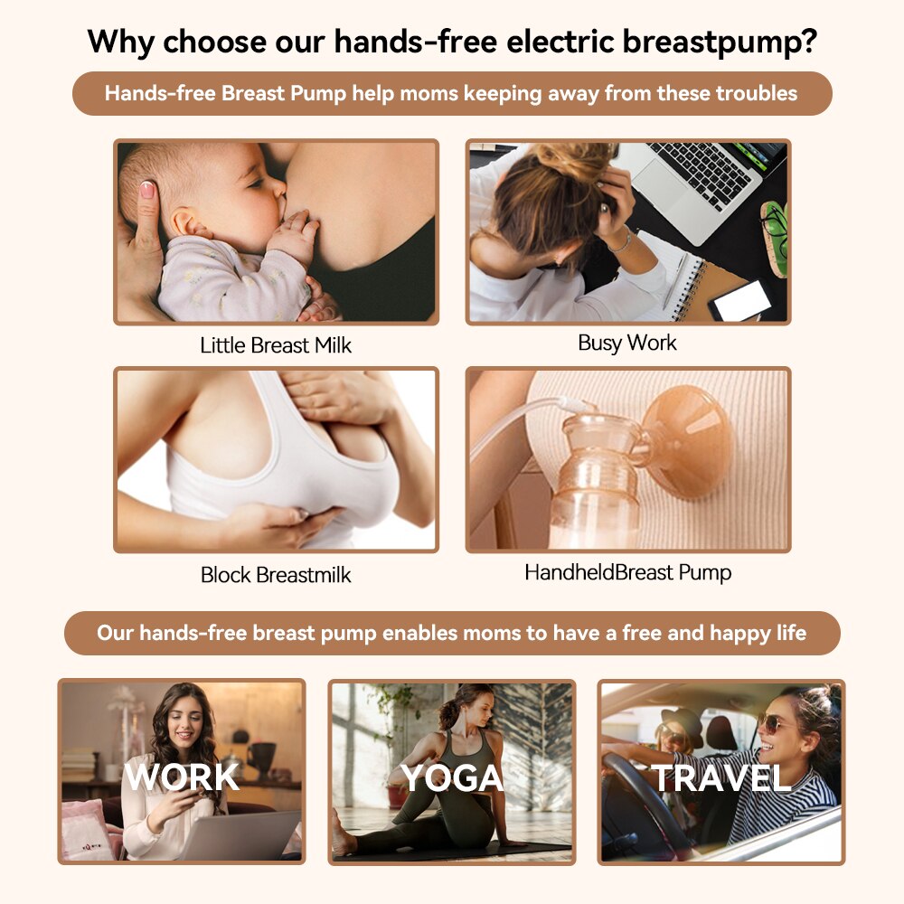hibobi Electric Breast Pump LED Display Hands-Free Portable Milk Extractor Wearable 3 Modes Silent Automatic Milker 25.5mm hibobi Electric Breast Pump LED Display Hands-Free Portable Milk Extractor Wearable 3 Modes Silent Automatic Milker 25.5mm