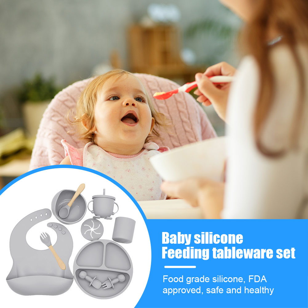 Baby Soft Silicone Tableware Set Baby Feeding Dishes Plate Sucker Bowl Bibs Spoon Fork Set Children Non-slip Dinnerware BPA Free Baby Soft Silicone Tableware Set Baby Feeding Dishes Plate Sucker Bowl Bibs Spoon Fork Set Children Non-slip Dinnerware BPA Free