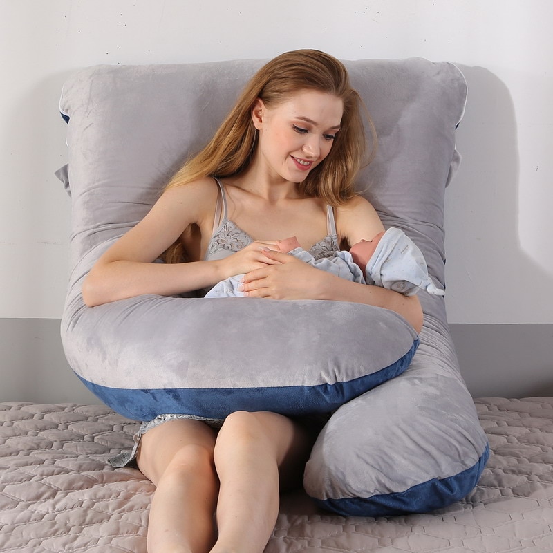 Big Soft Pregnancy Pillow Gravida U Type J Nursing Lumbar Pillow Multi Function Side Protect Cushion for Pregnant Women Dropship
