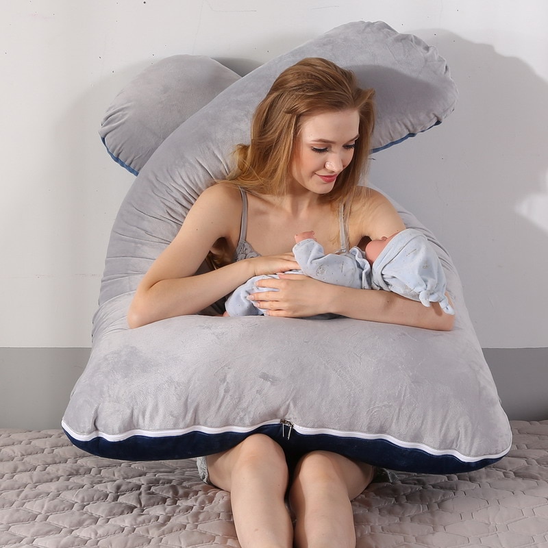 Big Soft Pregnancy Pillow Gravida U Type J Nursing Lumbar Pillow Multi Function Side Protect Cushion for Pregnant Women Dropship