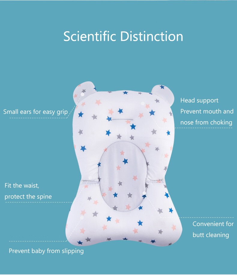 Baby Bath Seat Support Mat Foldable Baby Bath Tub Pad & Chair Newborn Bathtub Pillow Infant Anti-Slip Soft Comfort Body Cushion
