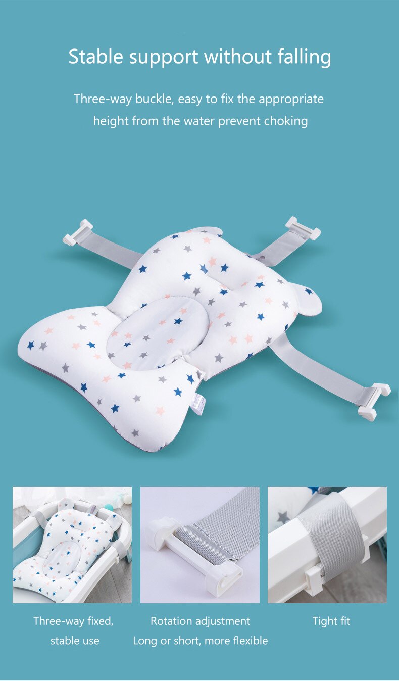 Baby Bath Seat Support Mat Foldable Baby Bath Tub Pad & Chair Newborn Bathtub Pillow Infant Anti-Slip Soft Comfort Body Cushion