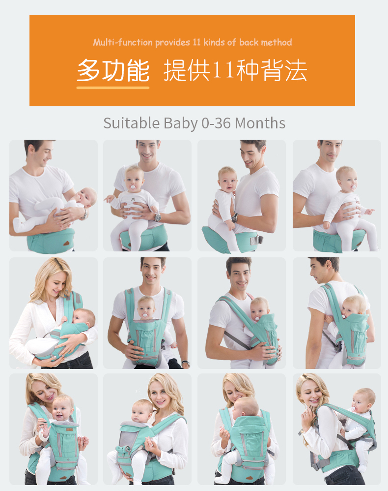 0-36 Months Ergonomic Baby Carrier Infant Kid Baby Hipseat Sling Front Facing Kangaroo Baby Wrap Carrier for Baby Travel