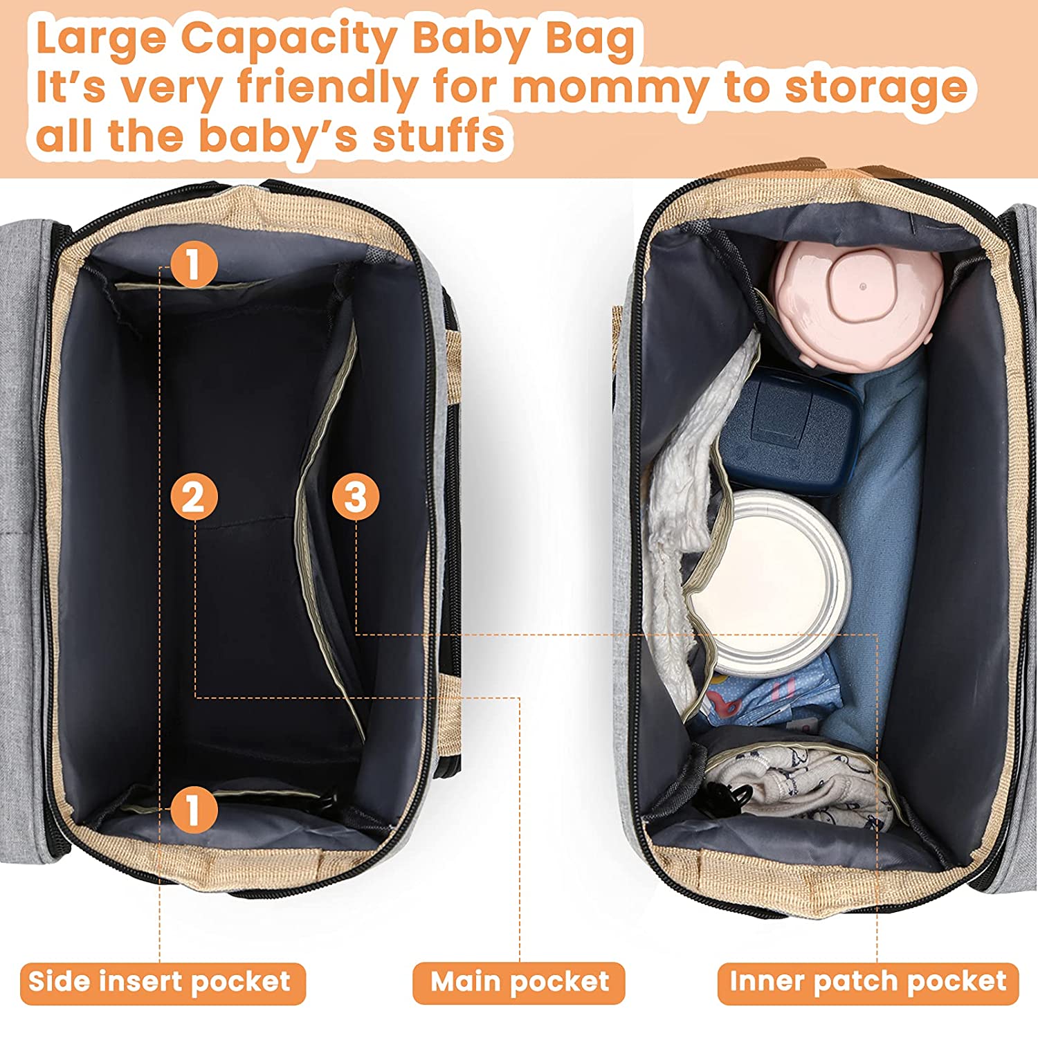 Portable Baby Bed Travel Bassinet Folding Crib Shade Cloth Baby Nappy Changing Bags Changing Station Changing Pad Waterproof