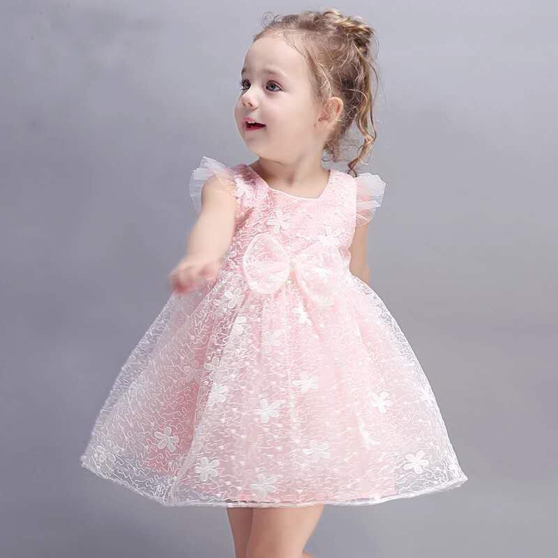Summer Toddler Girl Princess Evening Dress Bow Sleeveless Kids Costume Baby Birthday Party 0 To 3 Years Old Children Clothes