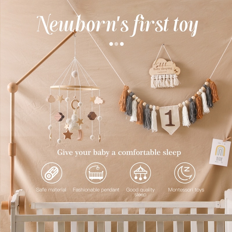 Baby Cribs Rattle Toy 0-12 Months Wooden baby Mobile Newborn Music Box Bed Bell Hanging Toys Holder Bracket Infant Crib Toy Gift Baby Cribs Rattle Toy 0-12 Months Wooden baby Mobile Newborn Music Box Bed Bell Hanging Toys Holder Bracket Infant Crib Toy Gift