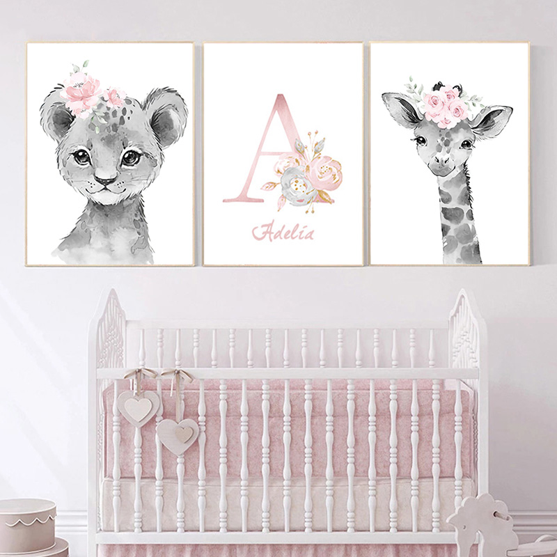Cute Animal Poster Decoration Bedroom Girl Room Wall Canvas Painting Baby Room Personalised Gifts for Kids Picture Home Decor