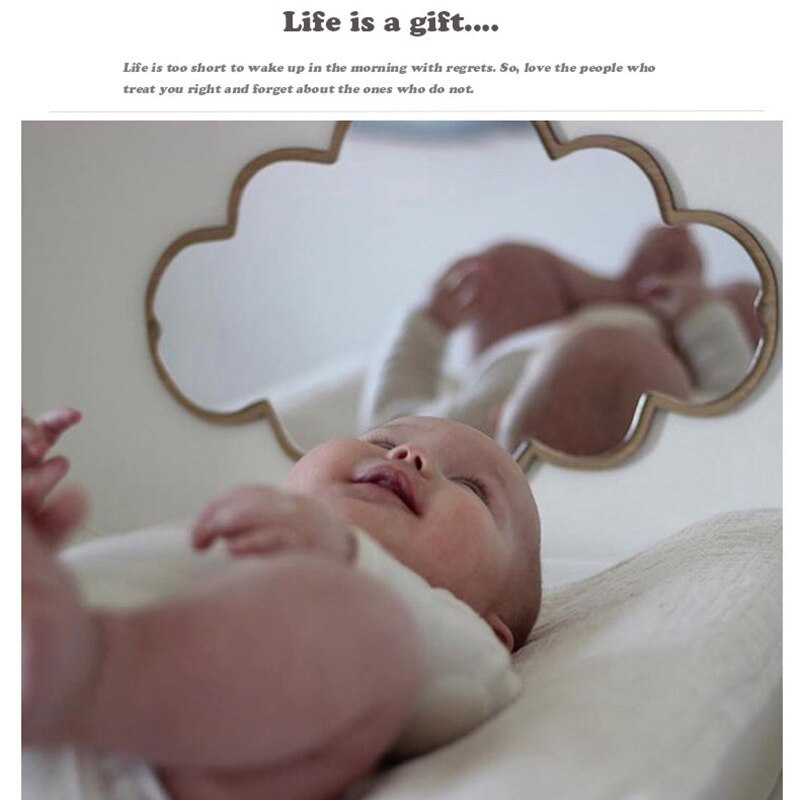 Ins Nordic Wooden Crown Cloud Ice Cream Stars Cat Children Acrylic Decorative Mirror Home Wall Decoration Artwork Mirror Tools