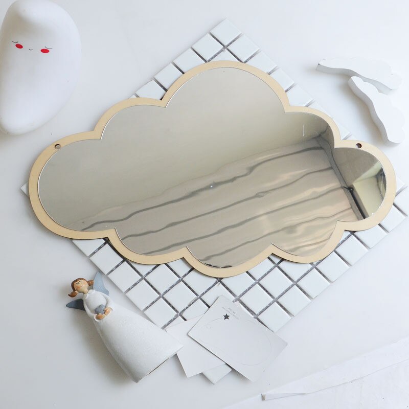 Ins Nordic Wooden Crown Cloud Ice Cream Stars Cat Children Acrylic Decorative Mirror Home Wall Decoration Artwork Mirror Tools