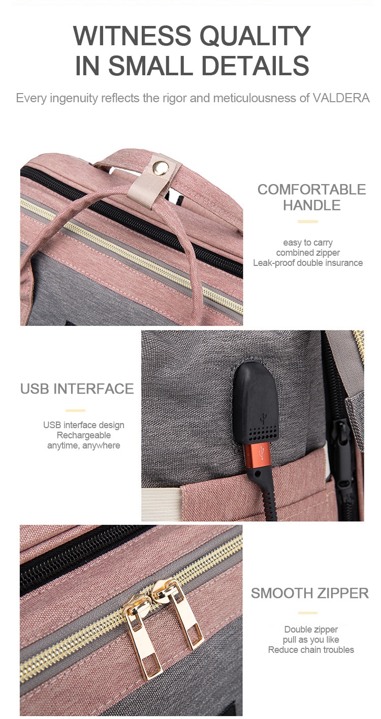 Folding Mommy Bag Lightweight Portable Folding Crib Bed Large-capacity Baby Backpack Female Mommy Outting Bag Mummy Bag