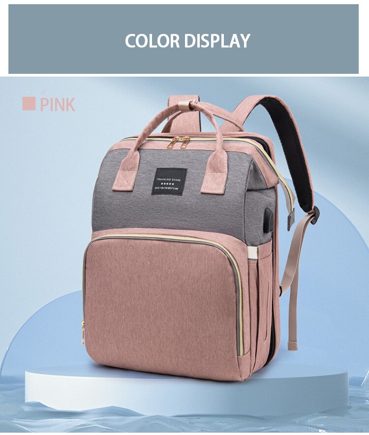 Folding Mommy Bag Lightweight Portable Folding Crib Bed Large-capacity Baby Backpack Female Mommy Outting Bag Mummy Bag