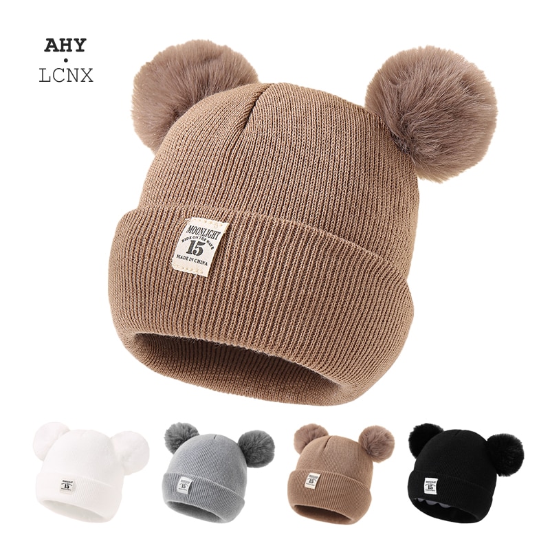 Winter Children Warm Baby Knitted Hats With Pom Pom Kids Knit Beanie Hats Solid Color Children's Hat For Boys Girls Accessories Winter Children Warm Baby Knitted Hats With Pom Pom Kids Knit Beanie Hats Solid Color Children's Hat For Boys Girls Accessories