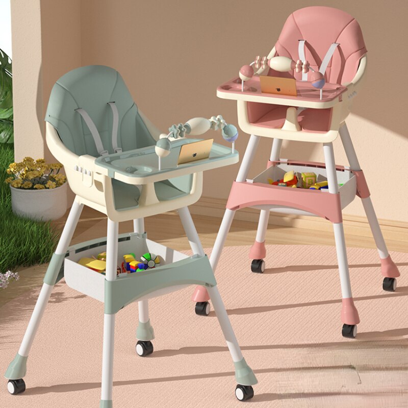 Baby High Chair Eating Multifunctional Foldable Children Dining Chair with Safe Meal Tray Height Adjustable Fauteuil Enfant 5