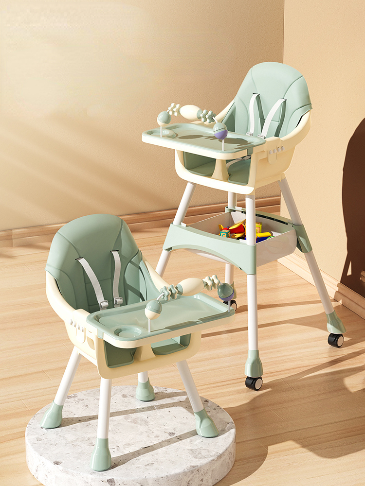 Baby High Chair Eating Multifunctional Foldable Children Dining Chair with Safe Meal Tray Height Adjustable Fauteuil Enfant 5