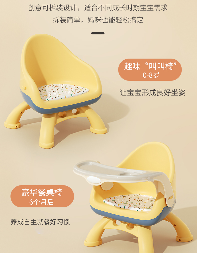 Baby Dining Chair Stool Plastic Backrest Multifunction Children Table Chair for Eat Cute with Safe Meal Tray Fauteuil Enfant 5