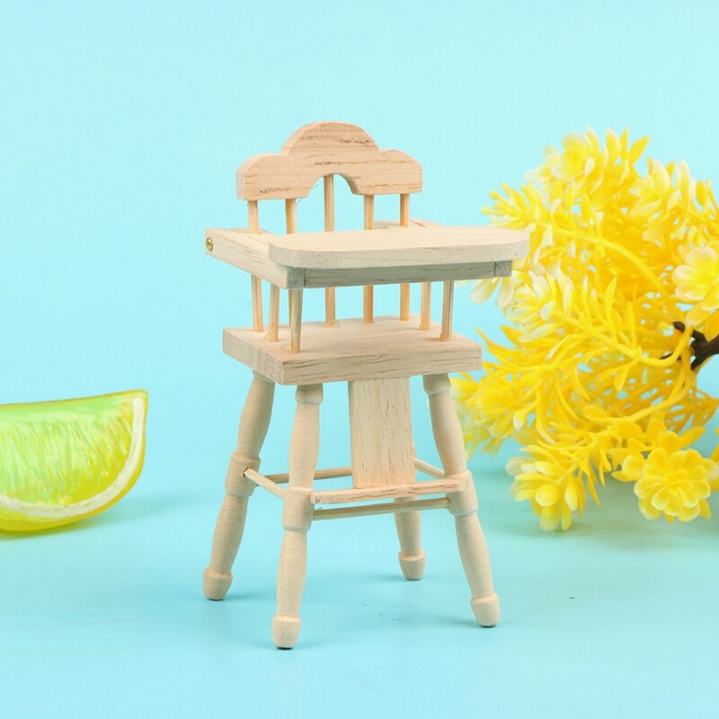 1:12 Dollhouse Kitchen Furniture Mini Dining Chair High Chair Baby Dining Chair Model Accessory For Doll House Decor Pretend Toy