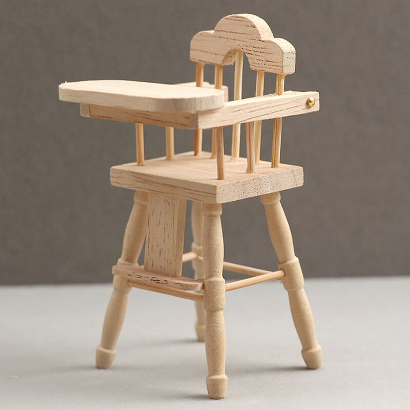 1:12 Dollhouse Kitchen Furniture Mini Dining Chair High Chair Baby Dining Chair Model Accessory For Doll House Decor Pretend Toy