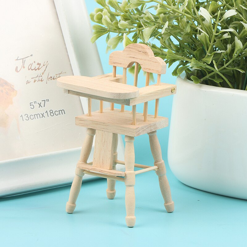 1:12 Dollhouse Kitchen Furniture Mini Dining Chair High Chair Baby Dining Chair Model Accessory For Doll House Decor Pretend Toy