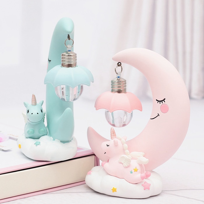 LED Night Light Resin Moon Unicorn Cartoon Baby Lamp Romantic Bedroom Decor for Children Kid Girl Toy Children's Gift Cute Light LED Night Light Resin Moon Unicorn Cartoon Baby Lamp Romantic Bedroom Decor for Children Kid Girl Toy Children's Gift Cute Light