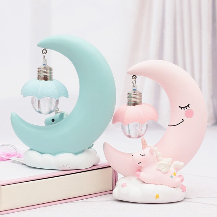 LED Night Light Resin Moon Unicorn Cartoon Baby Lamp Romantic Bedroom Decor for Children Kid Girl Toy Children's Gift Cute Light LED Night Light Resin Moon Unicorn Cartoon Baby Lamp Romantic Bedroom Decor for Children Kid Girl Toy Children's Gift Cute Light