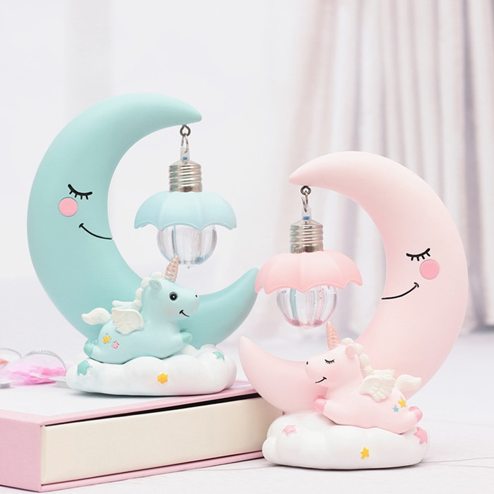 LED Night Light Resin Moon Unicorn Cartoon Baby Lamp Romantic Bedroom Decor for Children Kid Girl Toy Children's Gift Cute Light LED Night Light Resin Moon Unicorn Cartoon Baby Lamp Romantic Bedroom Decor for Children Kid Girl Toy Children's Gift Cute Light