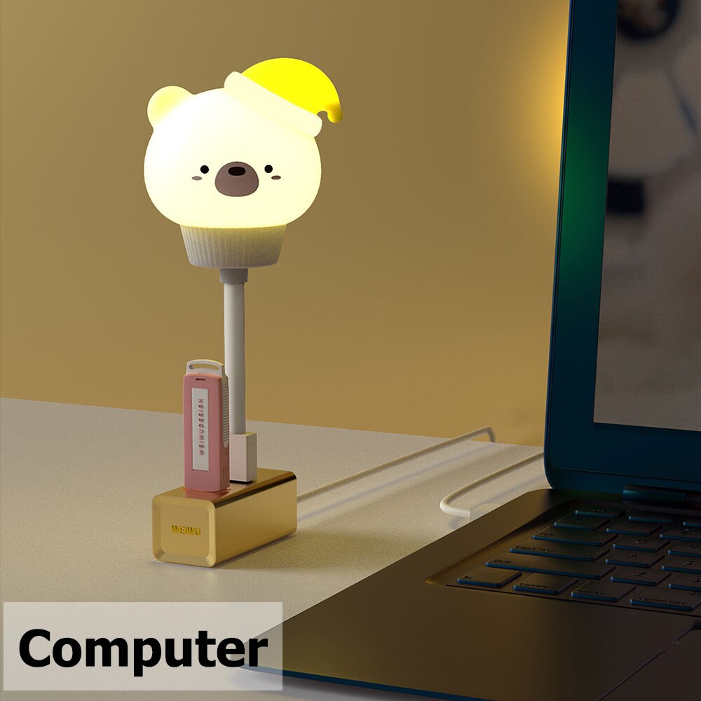 LED Chlidren USB Night Light Cute Cartoon Night Lamp Bear Remote Control for Baby Kid Bedroom Decor Bedside Lamp Christmas Gift