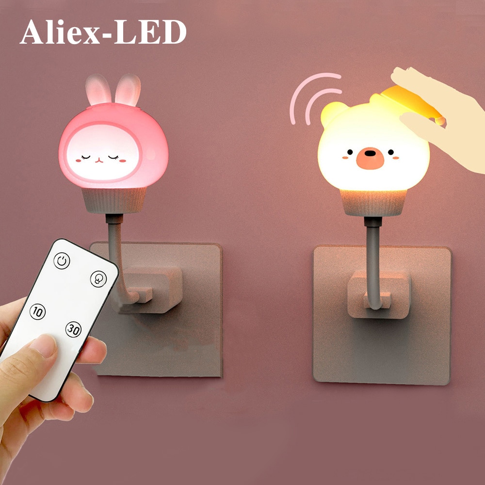 LED Chlidren USB Night Light Cute Cartoon Night Lamp Bear Remote Control for Baby Kid Bedroom Decor Bedside Lamp Christmas Gift LED Chlidren USB Night Light Cute Cartoon Night Lamp Bear Remote Control for Baby Kid Bedroom Decor Bedside Lamp Christmas Gift