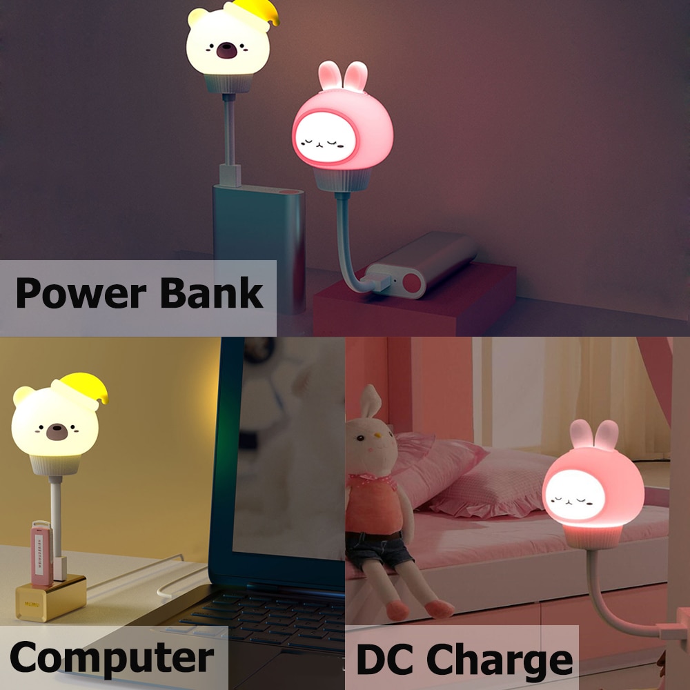 LED Chlidren USB Night Light Cute Cartoon Night Lamp Bear Remote Control for Baby Kid Bedroom Decor Bedside Lamp Christmas Gift LED Chlidren USB Night Light Cute Cartoon Night Lamp Bear Remote Control for Baby Kid Bedroom Decor Bedside Lamp Christmas Gift
