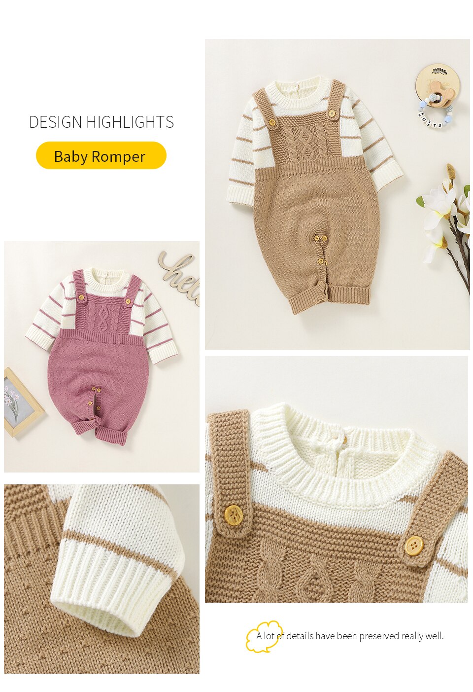 Bebek tulum &ouml;rme yenidoğan erkek kız uzun kollu tulumlar kıyafetler sonbahar kış rahat bebek Unisex giyim giysi 0-18m